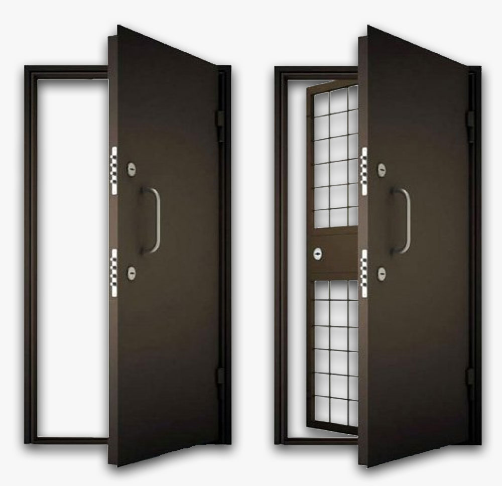 Стальная входная дверь с решеткой в КХН RS-314